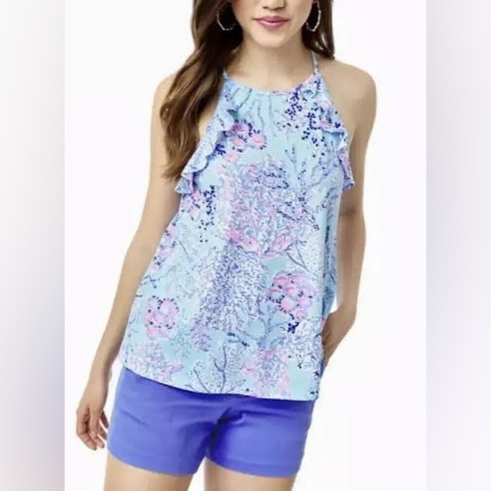 Lilly Pulitzer womens small 4 6 top blouse billie now you see me blue pink nwot